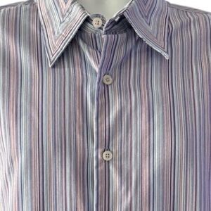 Alfani Long Sleeve Multicolor Striped Men’s Dress Shirt — Size Large